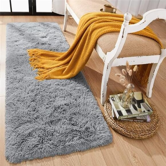 Soft Shag Runner Rug for Bedroom, 2x6 Feet Fluffy Rugs with Non-Slip Bottom - Picture 7 of 7